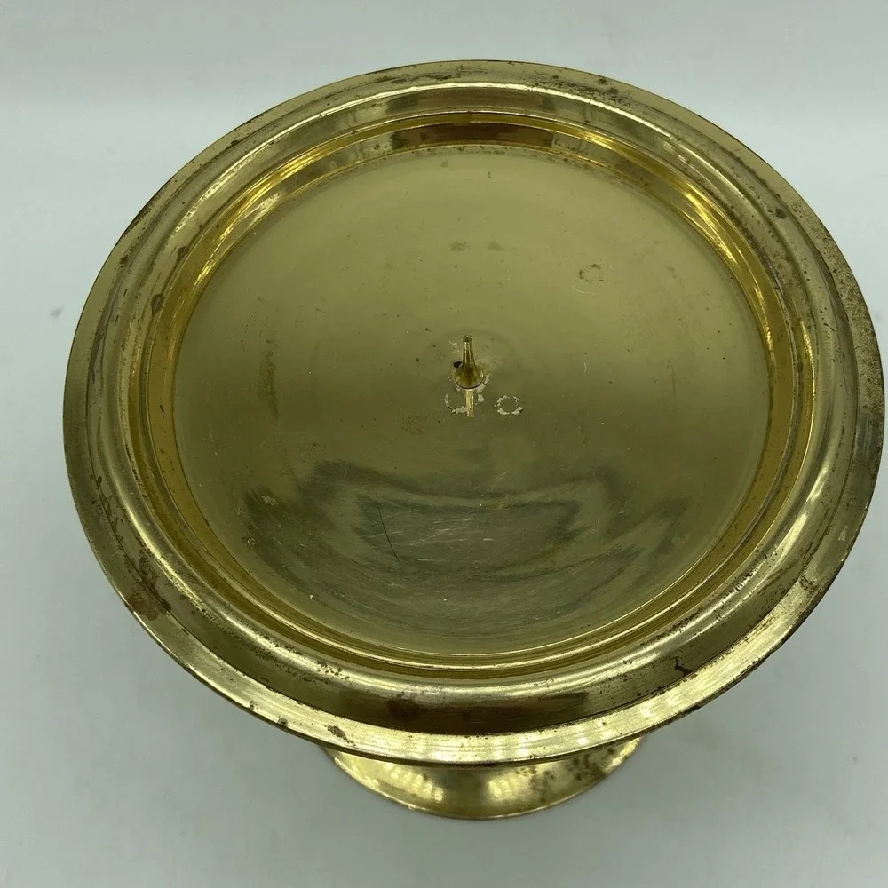 Brass Pillar Candle Holders Set Of 2 Pedestal Farmhouse Traditional Candlesticks